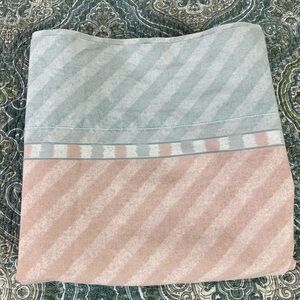 Retro Stevens Flat Sheet 70s blue pink striped queen